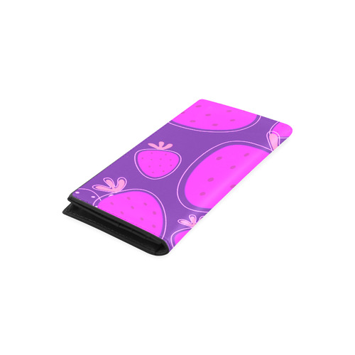 Stylish designers wallet with Strawberries. Pink collection for lady. Original gift edition availabl Women's Leather Wallet (Model 1611)