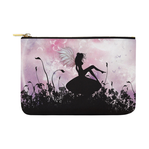 Pink Fairy Silhouette with bubbles Carry-All Pouch 12.5''x8.5''