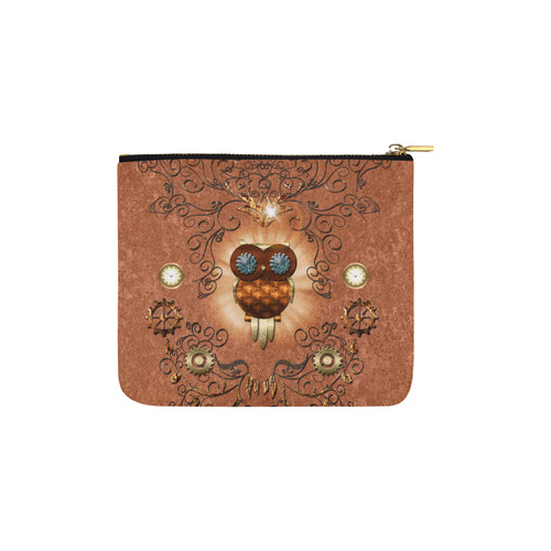 Steampunk, cute owl Carry-All Pouch 6''x5''