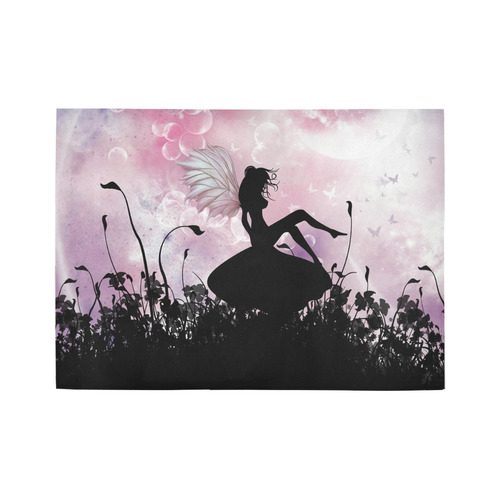 Pink Fairy Silhouette with bubbles Area Rug7'x5'