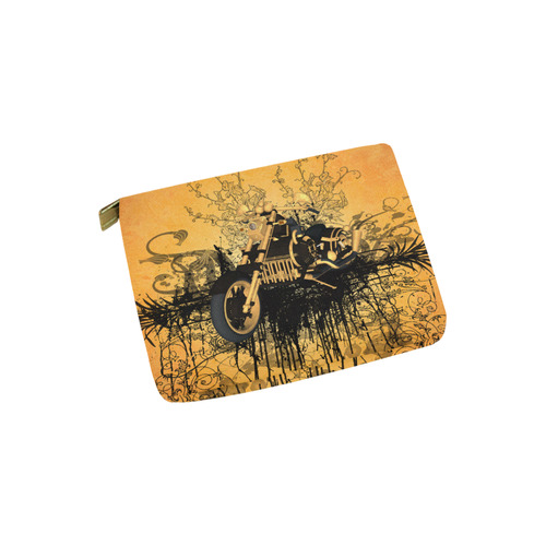 Steampunk, awesome motorcycle with floral elements Carry-All Pouch 6''x5''