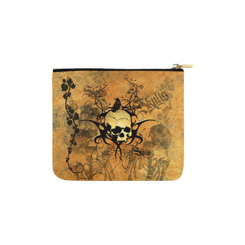 Awesome skull with tribal Carry-All Pouch 6''x5''