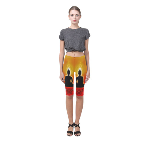 Buddha with light effect Hestia Cropped Leggings (Model L03)