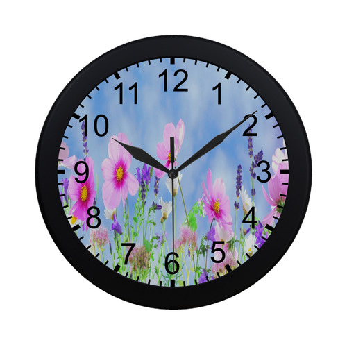 Pretty Pink Wildflowers Circular Plastic Wall clock