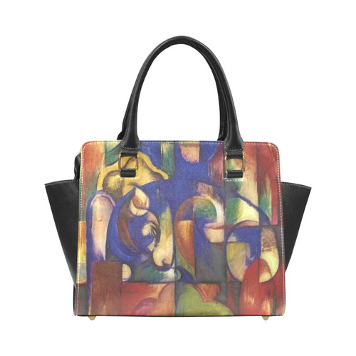 Franz Marc - The Resting Bull Rivet Shoulder Handbag (Model 1645)