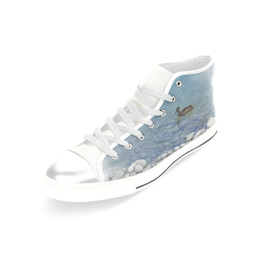 Swimming Duck, watercolors Women's Classic High Top Canvas Shoes (Model 017)