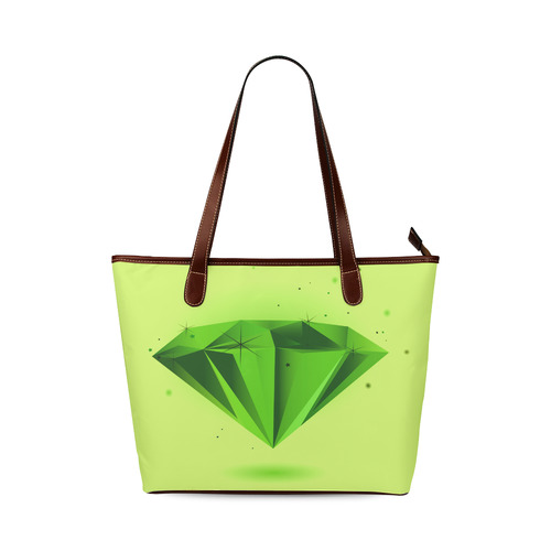New art bag in shop : Luxury designers original bag with hand-drawn Diamond. Designers bag / Green e Shoulder Tote Bag (Model 1646)