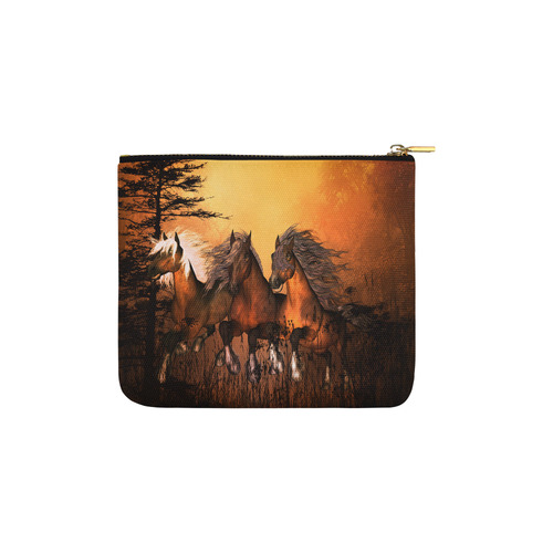 Running horses Carry-All Pouch 6''x5''