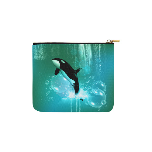 Orca with bubbles Carry-All Pouch 6''x5''