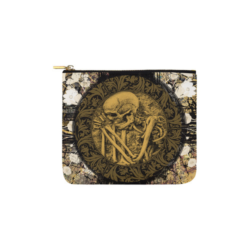 The skeleton in a round button with flowers Carry-All Pouch 6''x5''