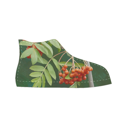 Watercolor Rowan tree - Sorbus aucuparia Women's Classic High Top Canvas Shoes (Model 017)