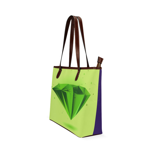 New art bag in shop : Luxury designers original bag with hand-drawn Diamond. Designers bag / Green e Shoulder Tote Bag (Model 1646)