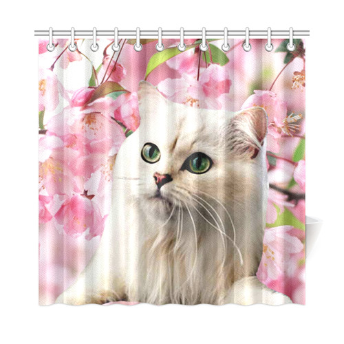 Cat and Flowers Shower Curtain 72"x72"