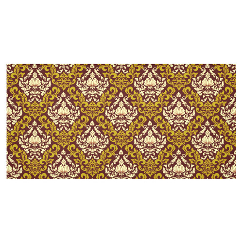 Elegant Vintage Gold Damask Floral Cotton Linen Tablecloth 60"x120"