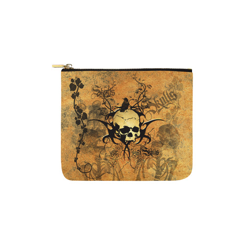 Awesome skull with tribal Carry-All Pouch 6''x5''