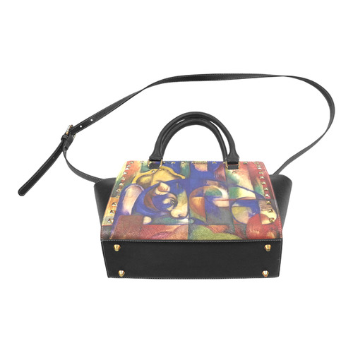 Franz Marc - The Resting Bull Rivet Shoulder Handbag (Model 1645)