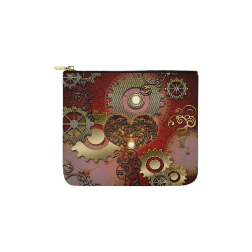 Steampunk, awesome glowing hearts Carry-All Pouch 6''x5''