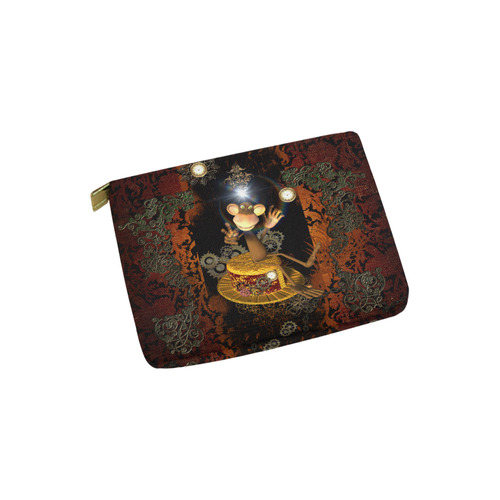 Steampunk, funny monkey Carry-All Pouch 6''x5''