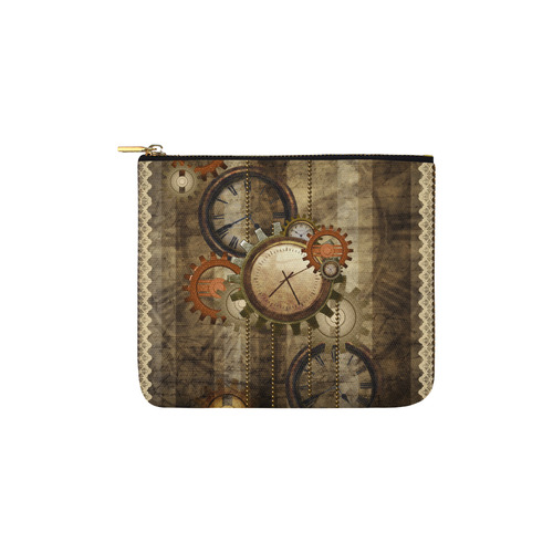 Steampunk, wonderful noble desig, clocks and gears Carry-All Pouch 6''x5''