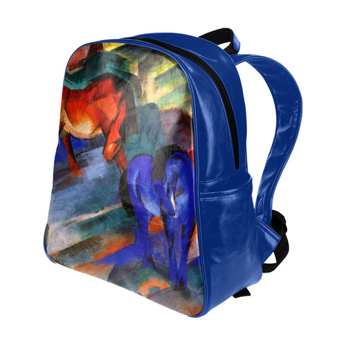 Red and Blue Horse by Franz Marc Multi-Pockets Backpack (Model 1636)