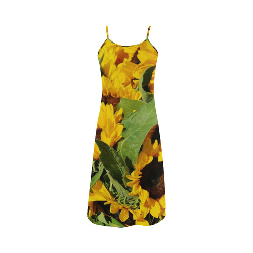 Yellow Sunflowers Alcestis Slip Dress (Model D05)