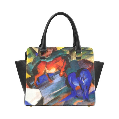 Red and Blue Horse by Franz Marc Rivet Shoulder Handbag (Model 1645)