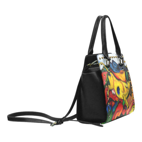 Yellow Cow by Franz Marc Rivet Shoulder Handbag (Model 1645)