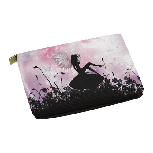 Pink Fairy Silhouette with bubbles Carry-All Pouch 12.5''x8.5''