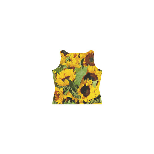 Yellow Sunflowers Sleeveless Splicing Shift Dress(Model D17)