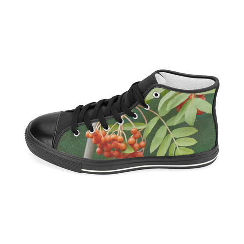 Watercolor Rowan tree - Sorbus aucuparia Women's Classic High Top Canvas Shoes (Model 017)