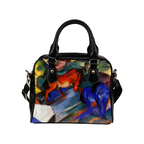 Red and Blue Horse by Franz Marc Shoulder Handbag (Model 1634)