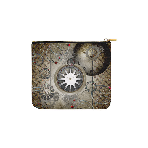 Steampunk, noble design, clocks and gears Carry-All Pouch 6''x5''