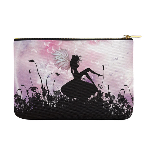 Pink Fairy Silhouette with bubbles Carry-All Pouch 12.5''x8.5''