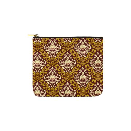 Elegant Vintage Gold Damask Floral Carry-All Pouch 6''x5''