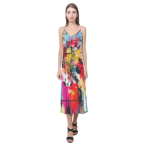 New World by Artdream V-Neck Open Fork Long Dress(Model D18)