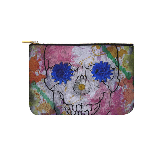 flower power skull Carry-All Pouch 9.5''x6''