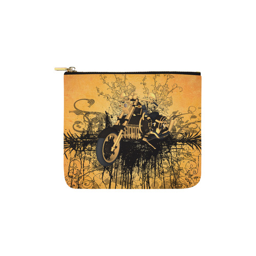Steampunk, awesome motorcycle with floral elements Carry-All Pouch 6''x5''