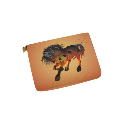 Awesome horse with birds Carry-All Pouch 6''x5''