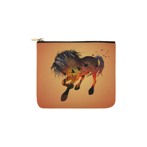 Awesome horse with birds Carry-All Pouch 6''x5''
