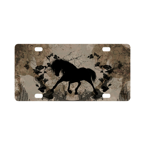 Black horse silohuette Classic License Plate