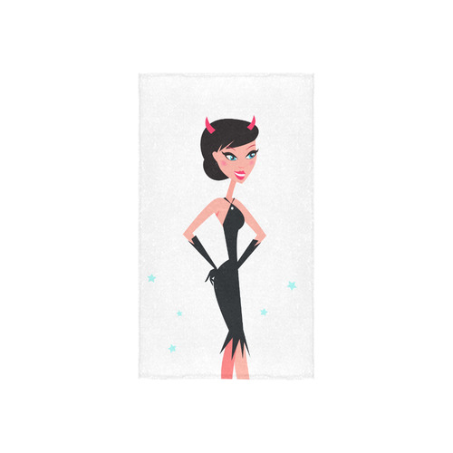 Luxury designers Towel edition with Devil lady. For vintage bathroom. Stylish look, original art Ill Custom Towel 16"x28"
