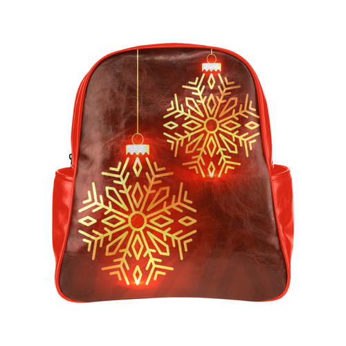 Beautiful Red Gold Christmas Ornaments Multi-Pockets Backpack (Model 1636)