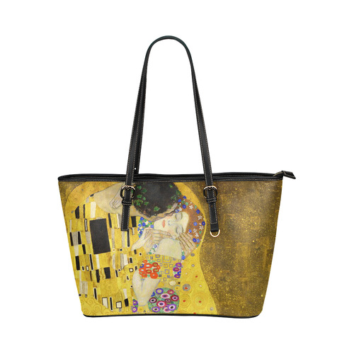 The Kiss Gustav Klimt Fine Art Leather Tote Bag/Large (Model 1651)