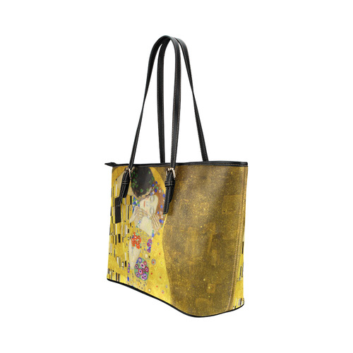 The Kiss Gustav Klimt Fine Art Leather Tote Bag/Small (Model 1651)