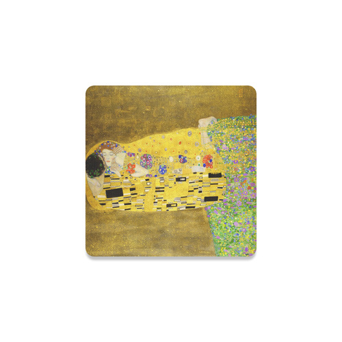 The Kiss Gustav Klimt Fine Art Square Coaster