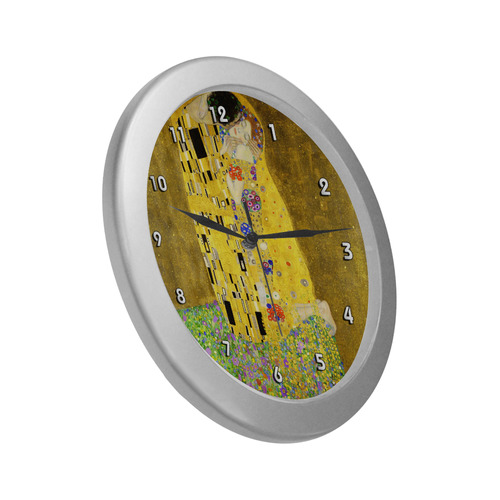 The Kiss Gustav Klimt Fine Art Silver Color Wall Clock