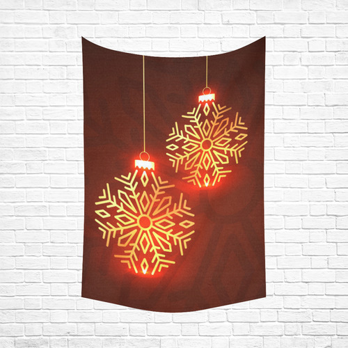 Beautiful Red Gold Christmas Ornaments Cotton Linen Wall Tapestry 60"x 90"
