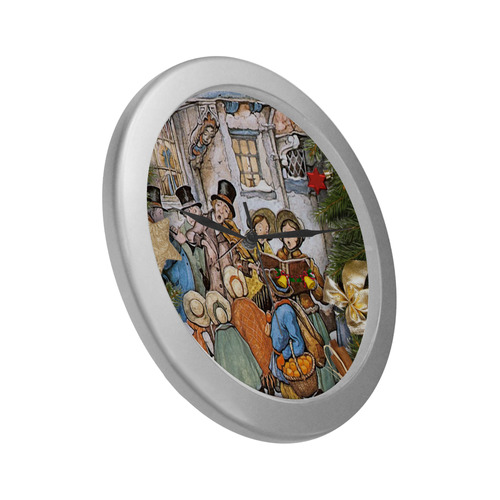 Anton Pieck carol singers Silver Color Wall Clock