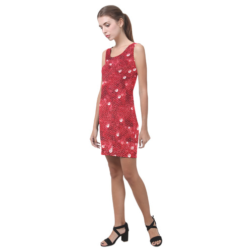 Red Sparkling Sequin-Like Pattern Medea Vest Dress (Model D06)