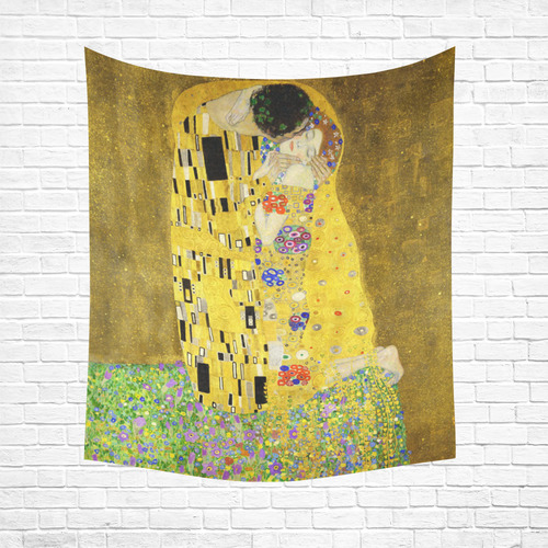 The Kiss Gustav Klimt Fine Art Cotton Linen Wall Tapestry 51"x 60"
